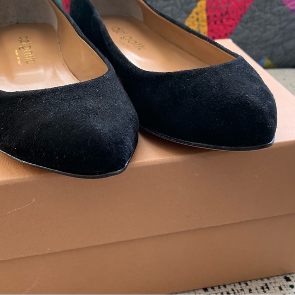Del Gatto Italy black cat almond toe ballet flats suede - fits Sz 7 - Picture 3 of 6